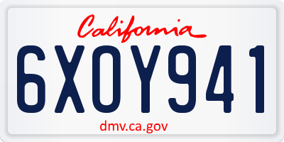 CA license plate 6XOY941