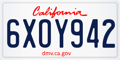 CA license plate 6XOY942