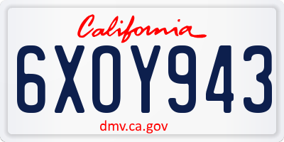 CA license plate 6XOY943