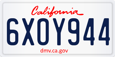 CA license plate 6XOY944