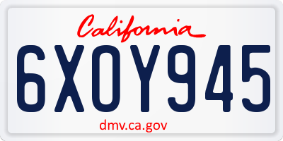 CA license plate 6XOY945