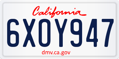 CA license plate 6XOY947