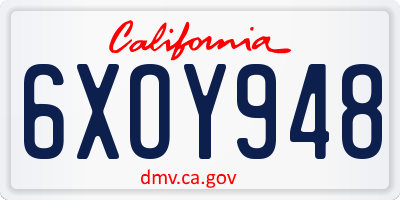 CA license plate 6XOY948