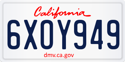 CA license plate 6XOY949