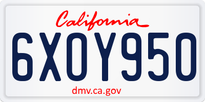 CA license plate 6XOY950