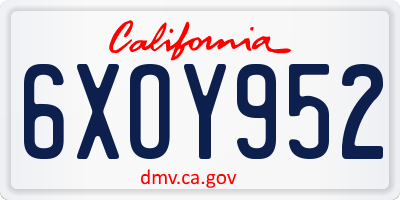 CA license plate 6XOY952