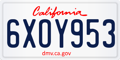 CA license plate 6XOY953