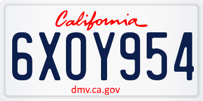 CA license plate 6XOY954