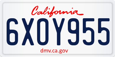CA license plate 6XOY955