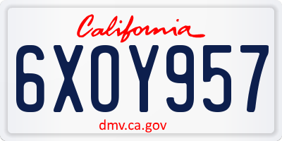 CA license plate 6XOY957