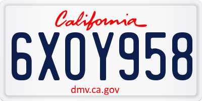 CA license plate 6XOY958