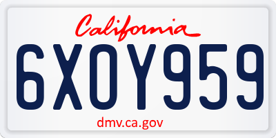 CA license plate 6XOY959