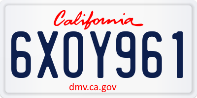 CA license plate 6XOY961