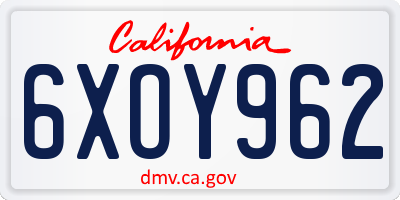 CA license plate 6XOY962