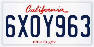 CA license plate 6XOY963