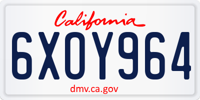 CA license plate 6XOY964
