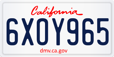CA license plate 6XOY965