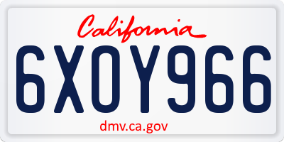 CA license plate 6XOY966