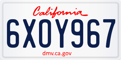 CA license plate 6XOY967