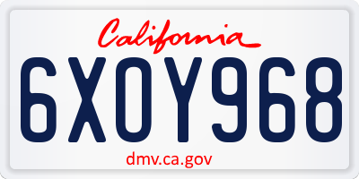 CA license plate 6XOY968