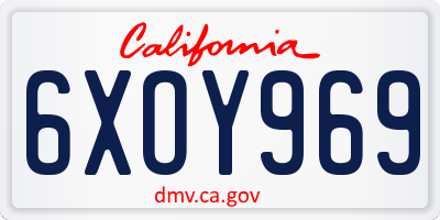 CA license plate 6XOY969