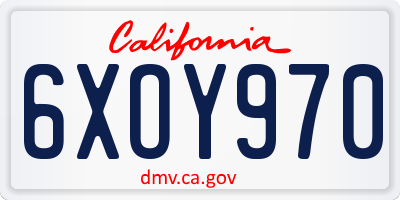 CA license plate 6XOY970