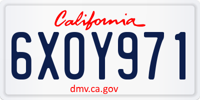 CA license plate 6XOY971