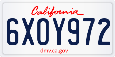 CA license plate 6XOY972