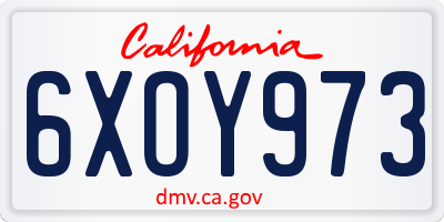 CA license plate 6XOY973