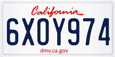 CA license plate 6XOY974
