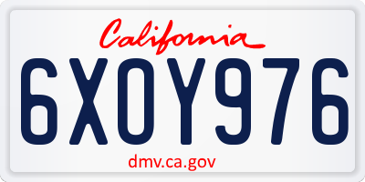 CA license plate 6XOY976