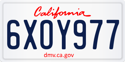 CA license plate 6XOY977