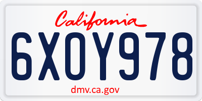 CA license plate 6XOY978