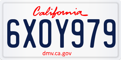 CA license plate 6XOY979