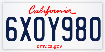 CA license plate 6XOY980