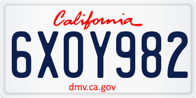 CA license plate 6XOY982