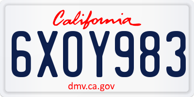 CA license plate 6XOY983