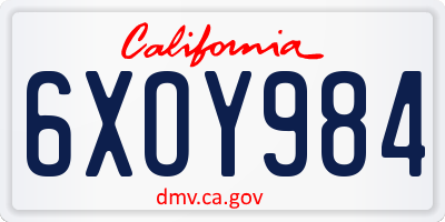 CA license plate 6XOY984
