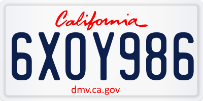 CA license plate 6XOY986