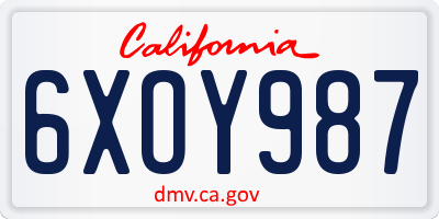CA license plate 6XOY987