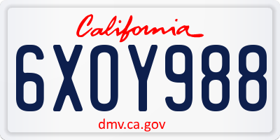 CA license plate 6XOY988
