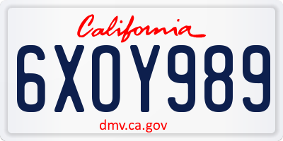 CA license plate 6XOY989