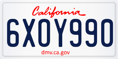 CA license plate 6XOY990