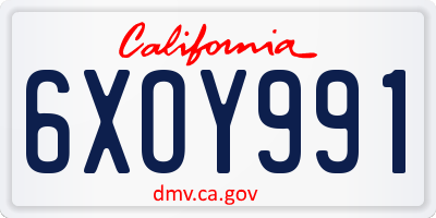 CA license plate 6XOY991