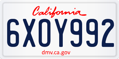CA license plate 6XOY992