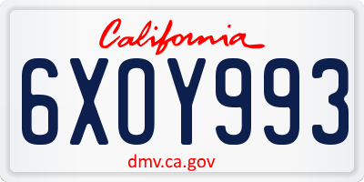 CA license plate 6XOY993