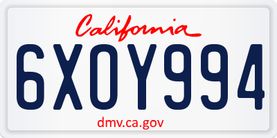 CA license plate 6XOY994