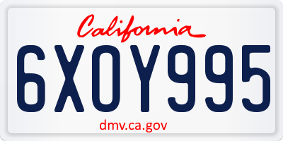 CA license plate 6XOY995