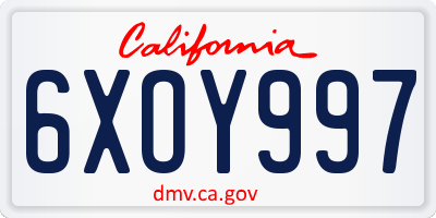 CA license plate 6XOY997