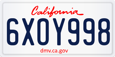 CA license plate 6XOY998